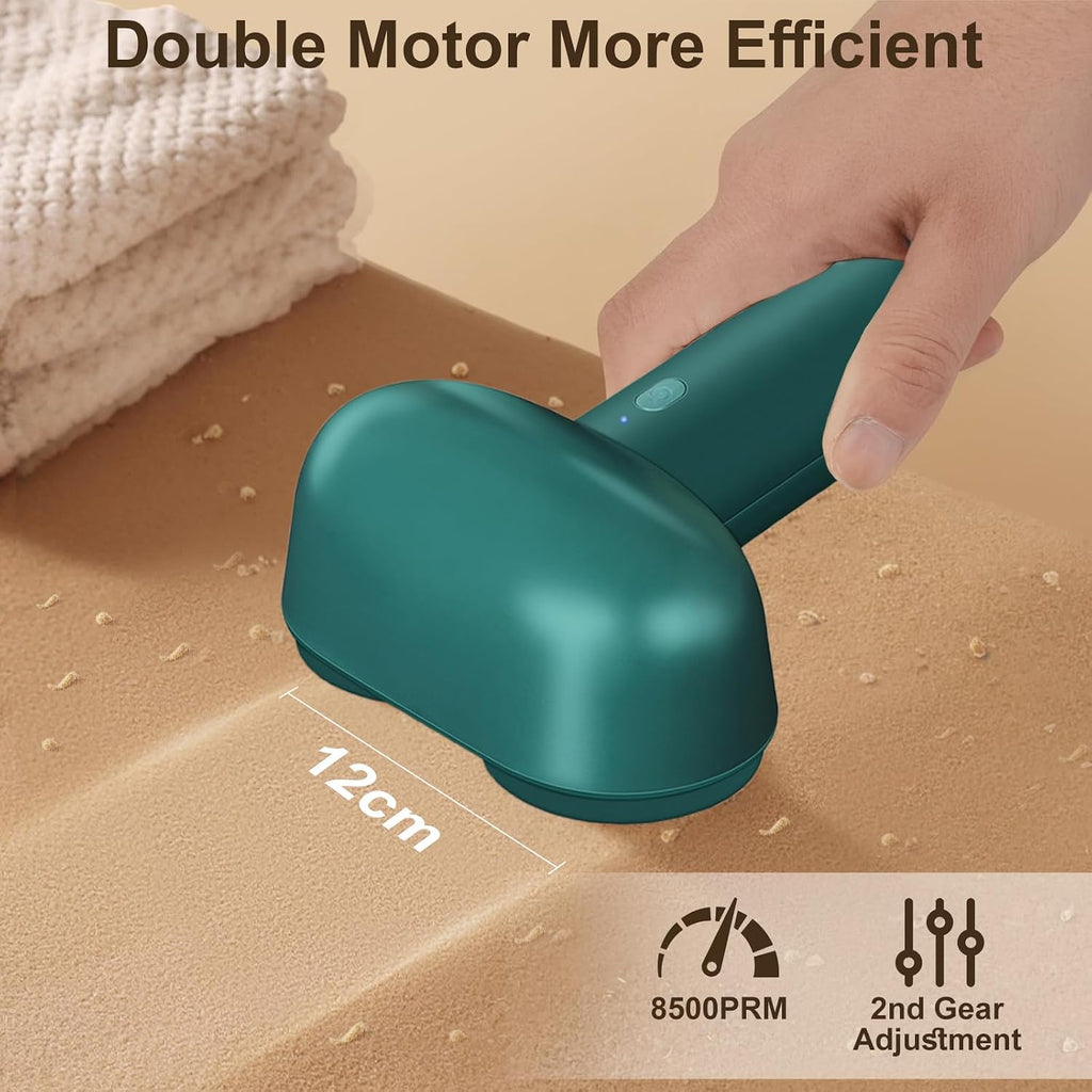 Fabric Shaver, Dual Motor Electric Lint Shaver for Clothes, 6 Blades, Green