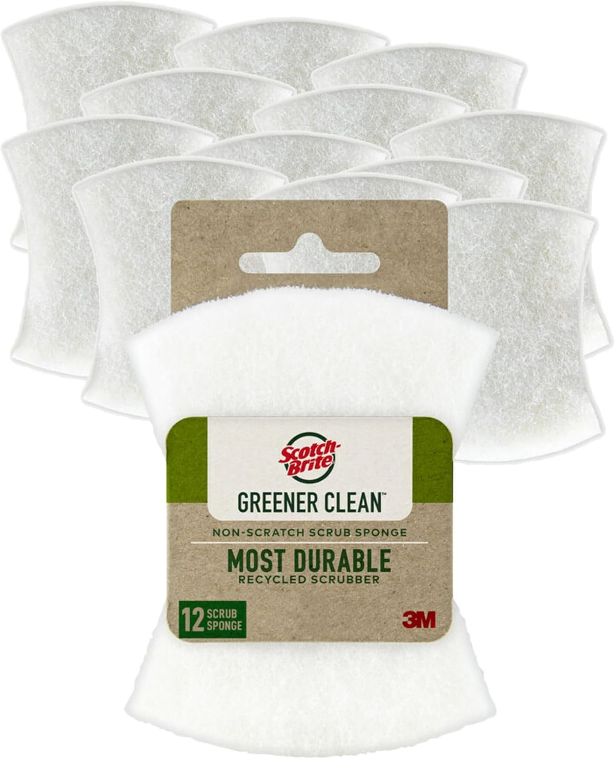 Scotch-Brite Greener Clean Non-Scratch Scrub Sponge, 12 Pack