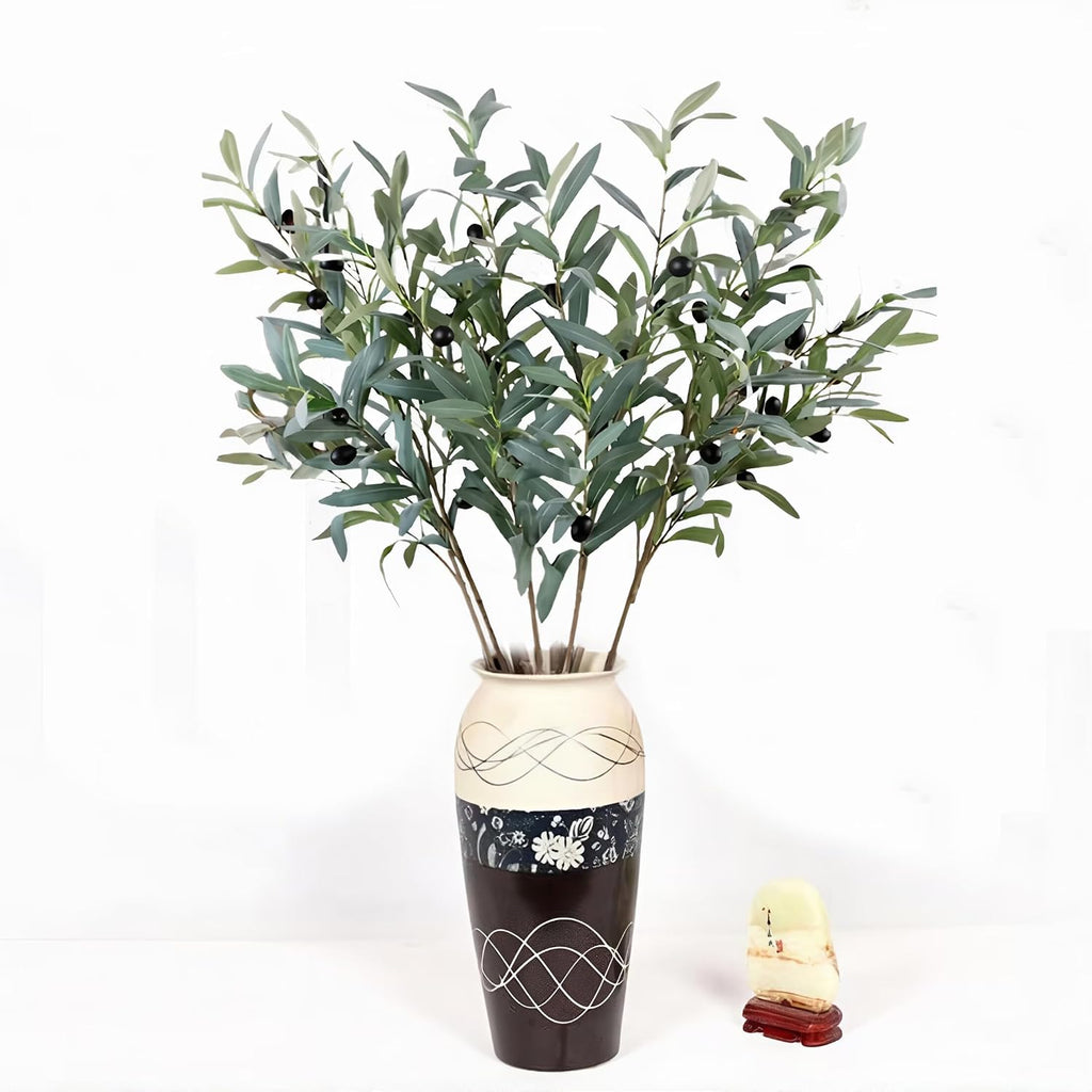 8 Pcs 26.8 Inch Artificial Olive Leaves Long Stems Fake Eucalyptus Plant Branches for DIY Floral Crafts Arrangement Vase Bouquets Wedding Greenery Decor