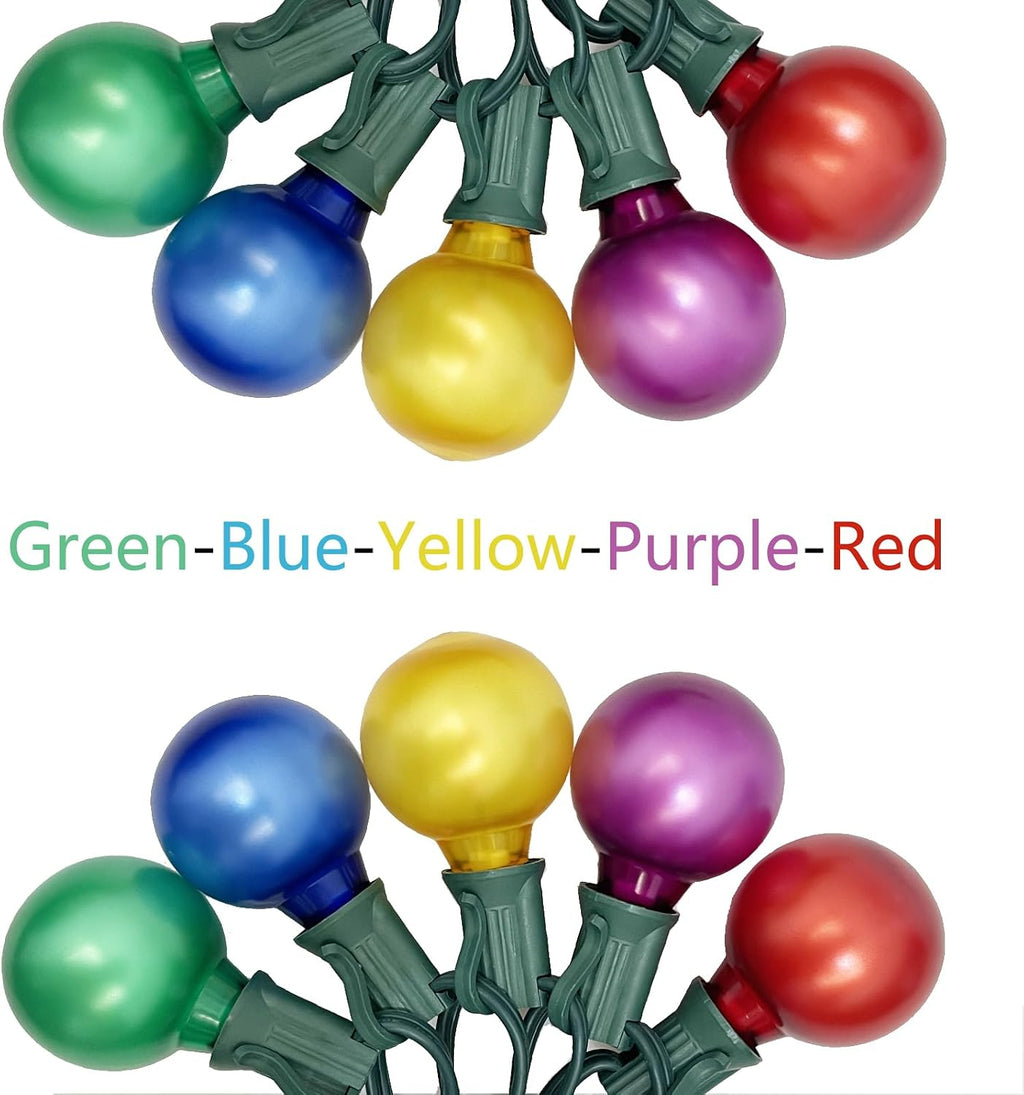 SUNSGNE 25 Pack G40 LED Christmas Replacement Globe Light Bulbs, Colored Christmas Round Lights with E12 Candelabra Base for Outdoor Indoor Decor- Frosted Multicolor- 0.6 Watt