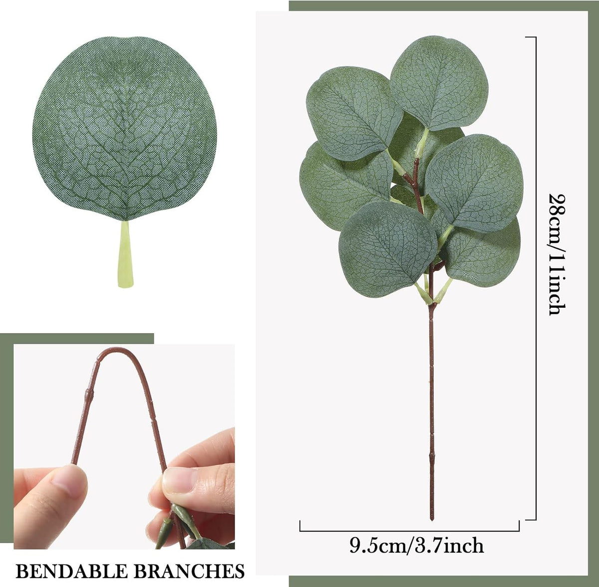 Taiyin 120 Pieces Artificial Eucalyptus Leaves Set Greenery Eucalyptus Stem