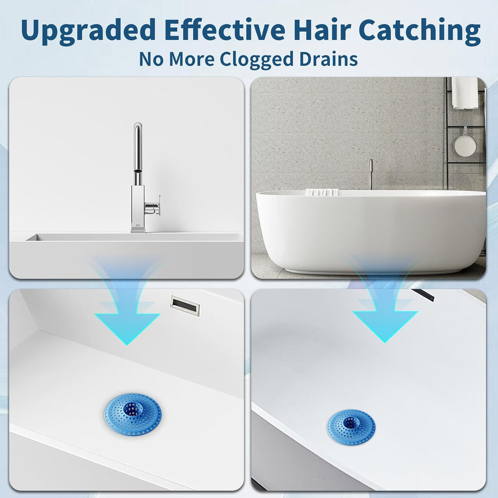 3Pcs Silicone Hair Catcher Shower Drain for Bathtub & Sink Trap/Strainer