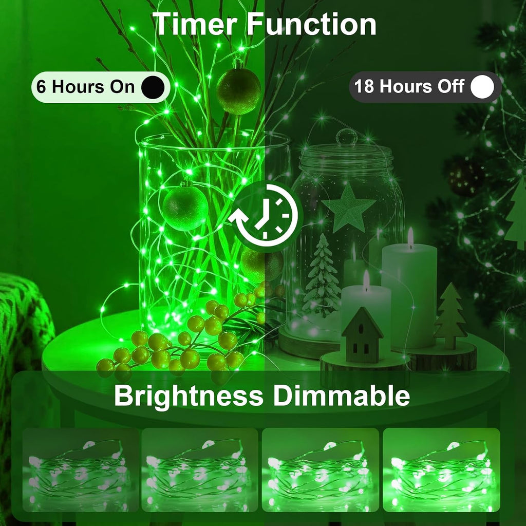 AIKEI 6 Pack Fairy Lights with Timer Battery, 8 Modes with Remote,Green