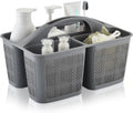 NINU Plastic Gray Shower Caddy Basket, Divided Cleaning Portable Shower Basket with Handle Compartments Storage Organizer for Bathroom, College, Kitchen, Dorm Room Essentials