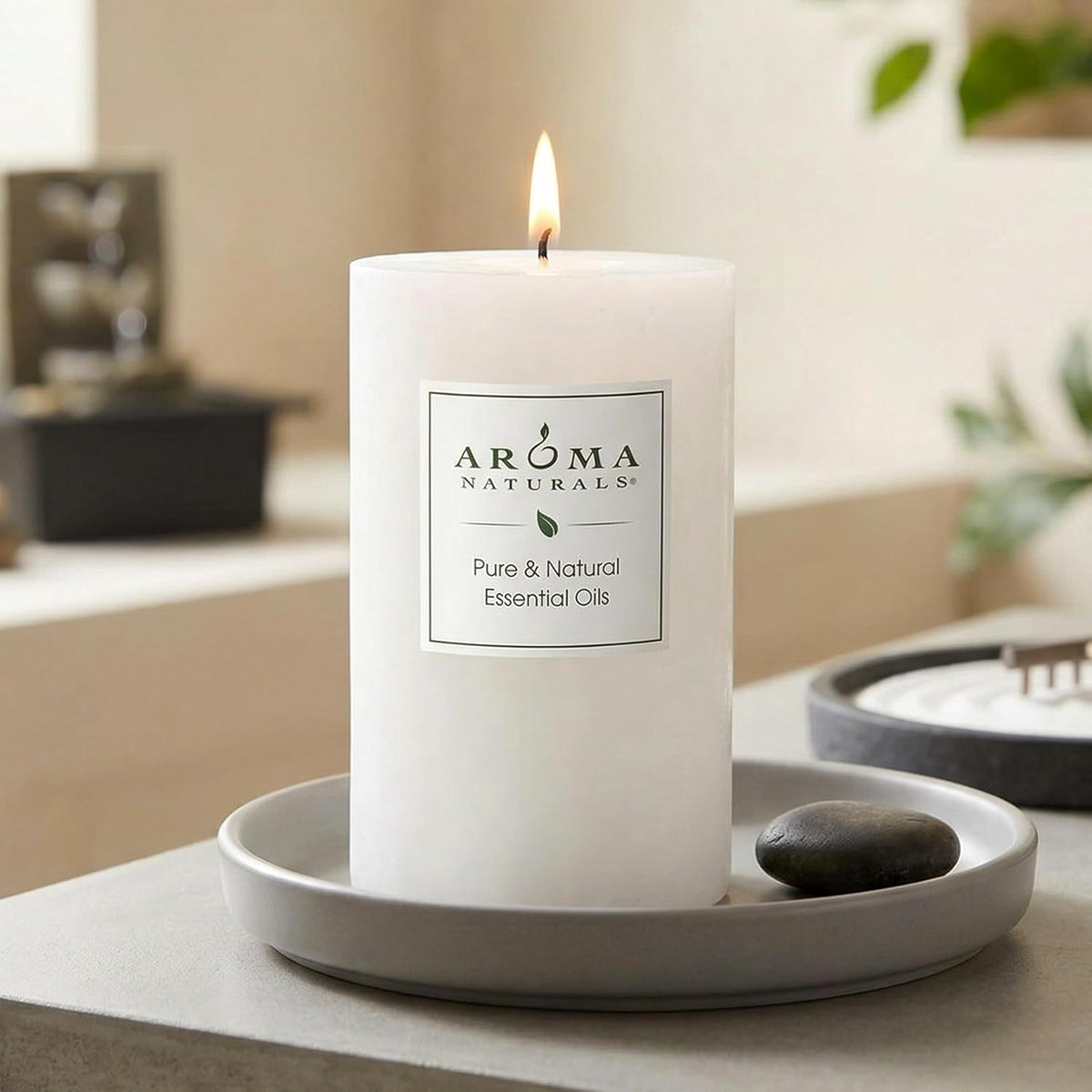 Aroma Naturals Patchouli and Frankincense Essential Oil White Scented Pillar Candle, Meditation, 2.5 inch x 4 inch