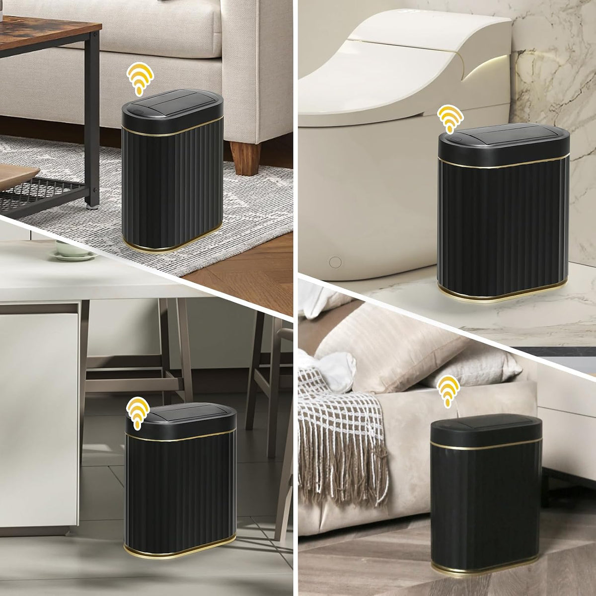 ELPHECO Motion Sensor Bathroom Trash Can with Lid 2 Gal Automatic Trash Can