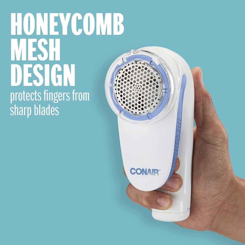 Conair Fabric Shaver and Lint Remover,Battery-Operated Portable Clothes Shaver with 3 Settings, Fuzz Remover for Sweaters,Clothing and Furniture, Large 2-Inch Shaving Head,White, Regular (Pack of 3)