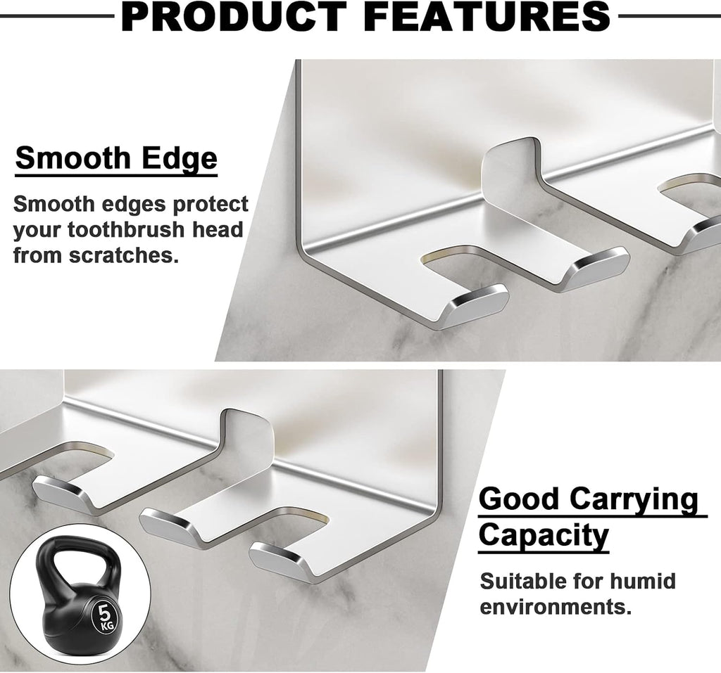 Electric Toothbrush Head Holder, Toothbrush Holders Wall Mounted, Electric Toothbrushs Holder, Bathroom Shower Tooth Brushing Holder, Tooth Brush Head Holder Organiser (Silver, Small)