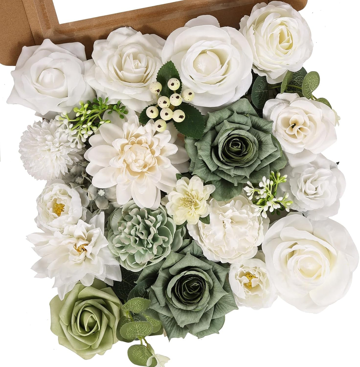 26PCS Artificial Flowers, Silk&Foam Fake Roses Set for DIY Decor