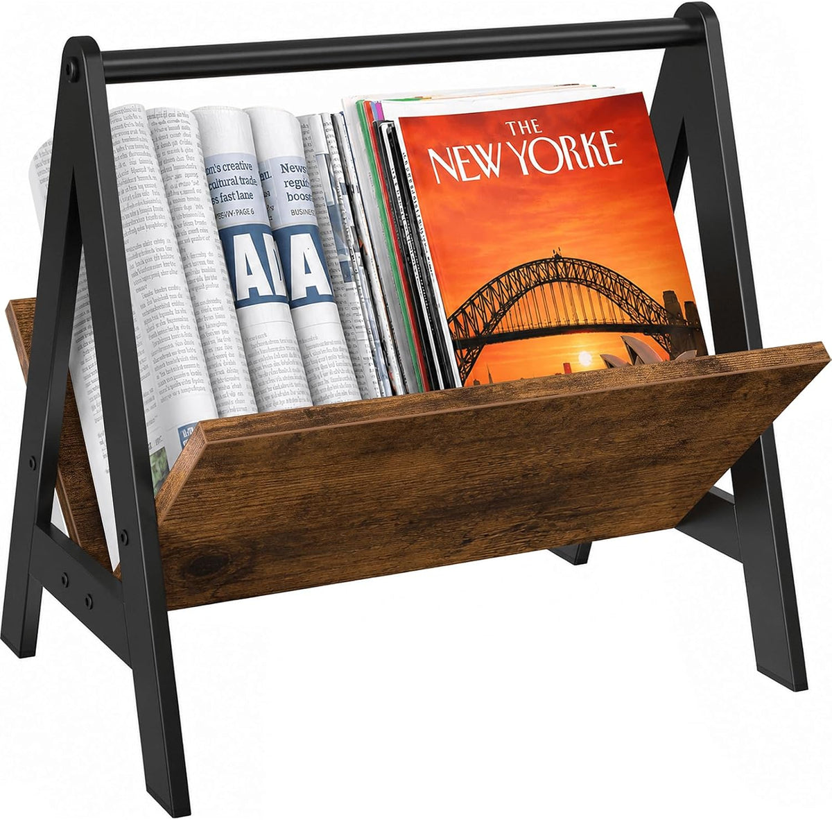 ELITEROO Magazine Holder, Wood Magazine Rack Floor, Newspaper Storage Rack