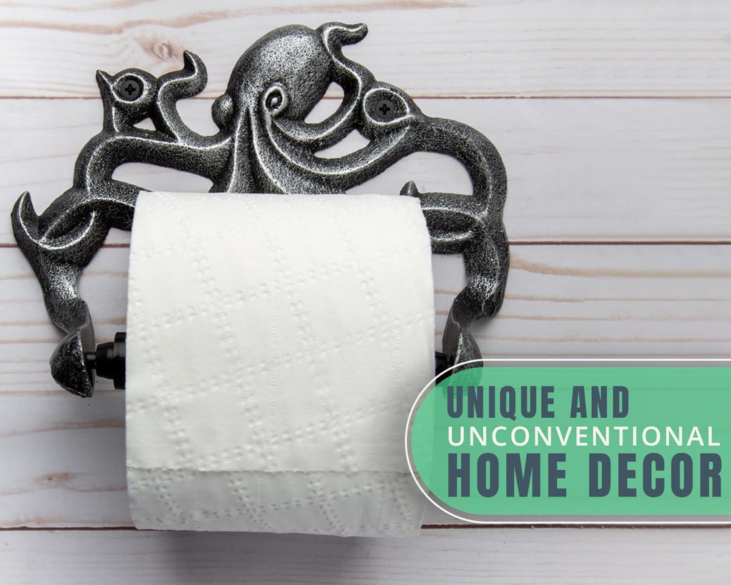 Comfify Silver with Black Cast Iron Octopus Toilet Paper Holder – Nautical