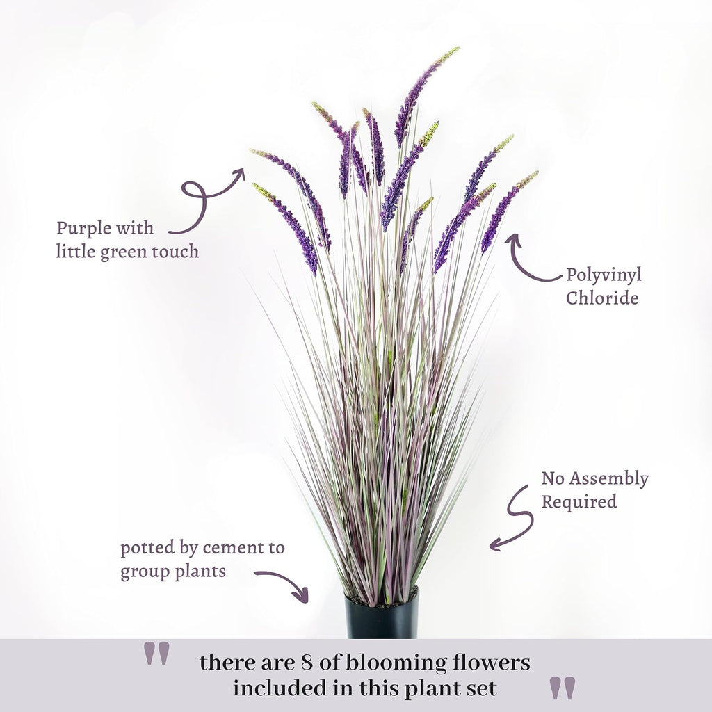 5ft 2-Pack Artificial Grass Plants in Pots, 59in Faux Grass Plant Indoor