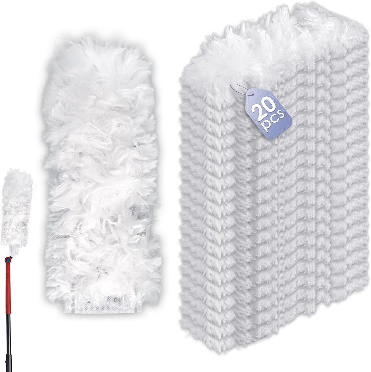 (20 Count) Disposable Duster Refills Compatible with O-Cedar Flex & Catch Dusters, Heavy Duty Dust Refills, Multi-Surface Duster Replacement Kit, Dust Removal Brush Heads