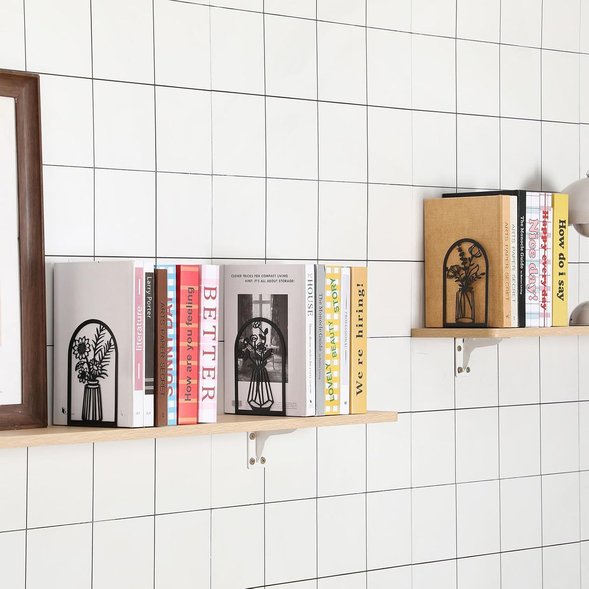 5 Pairs Metal Book Ends for Shelves, School Decorative Bookends,Classic