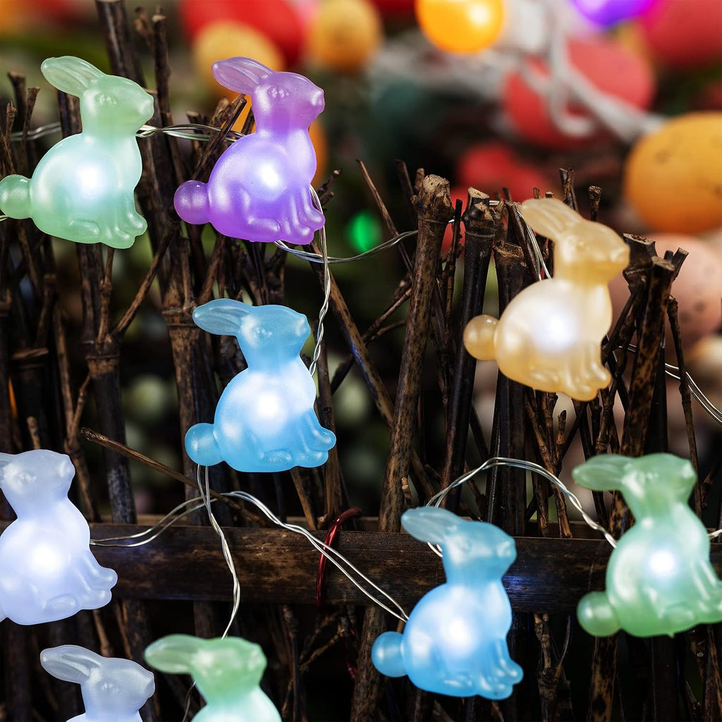 BOHON Easter Decoration Bunny String Lights Battery Operated with Remote