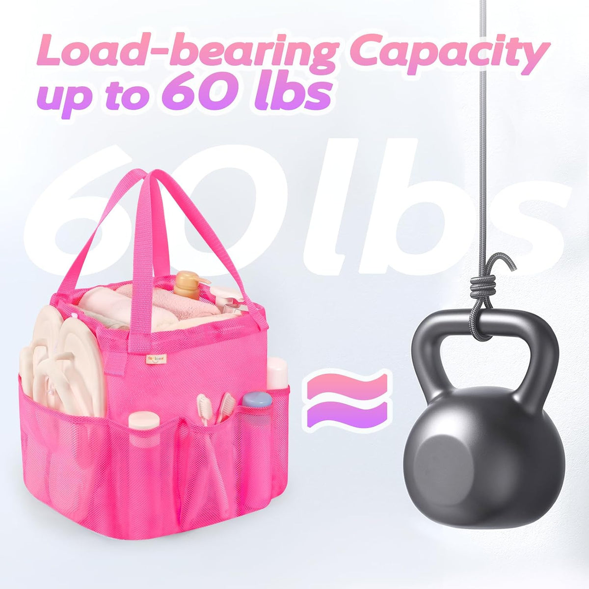 famichan Mesh Portable Shower Caddy with Drawstring, Girls Dorm Room Essentials