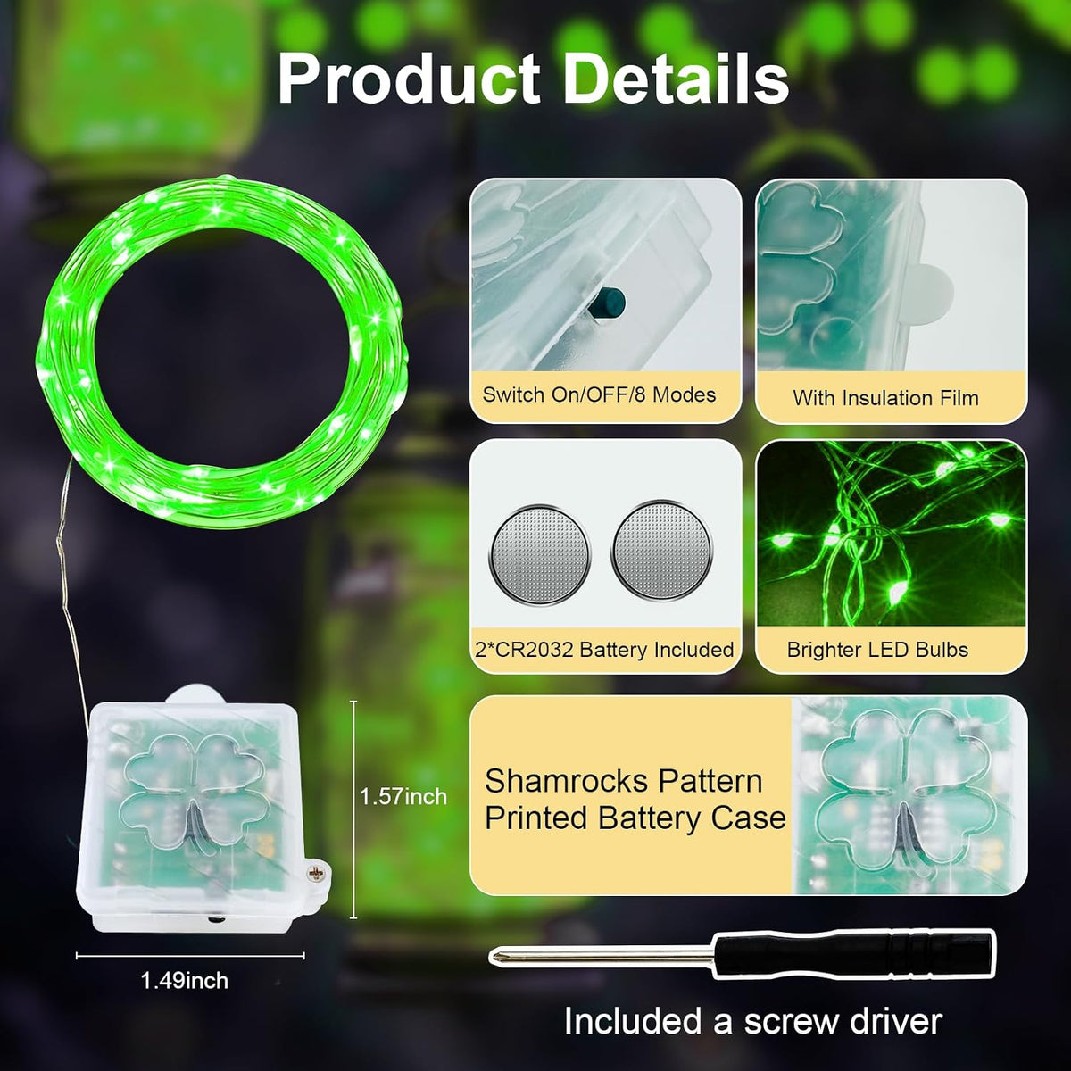 AIKEI 6 Pack Fairy Lights with Timer Battery, 8 Modes with Remote,Green