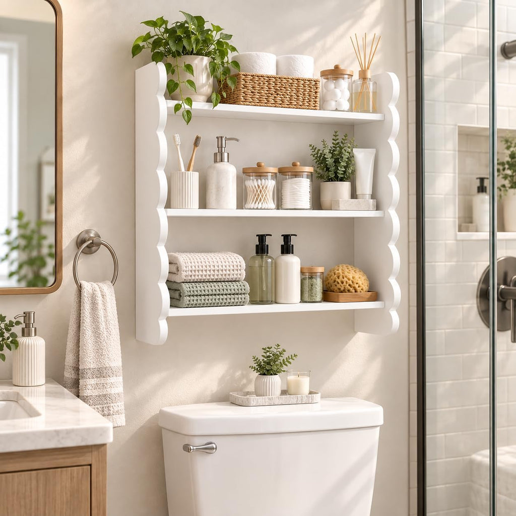 3-Tier Bathroom Shelf, 10-Min Install, Upgraded Joinery, No Side Screws