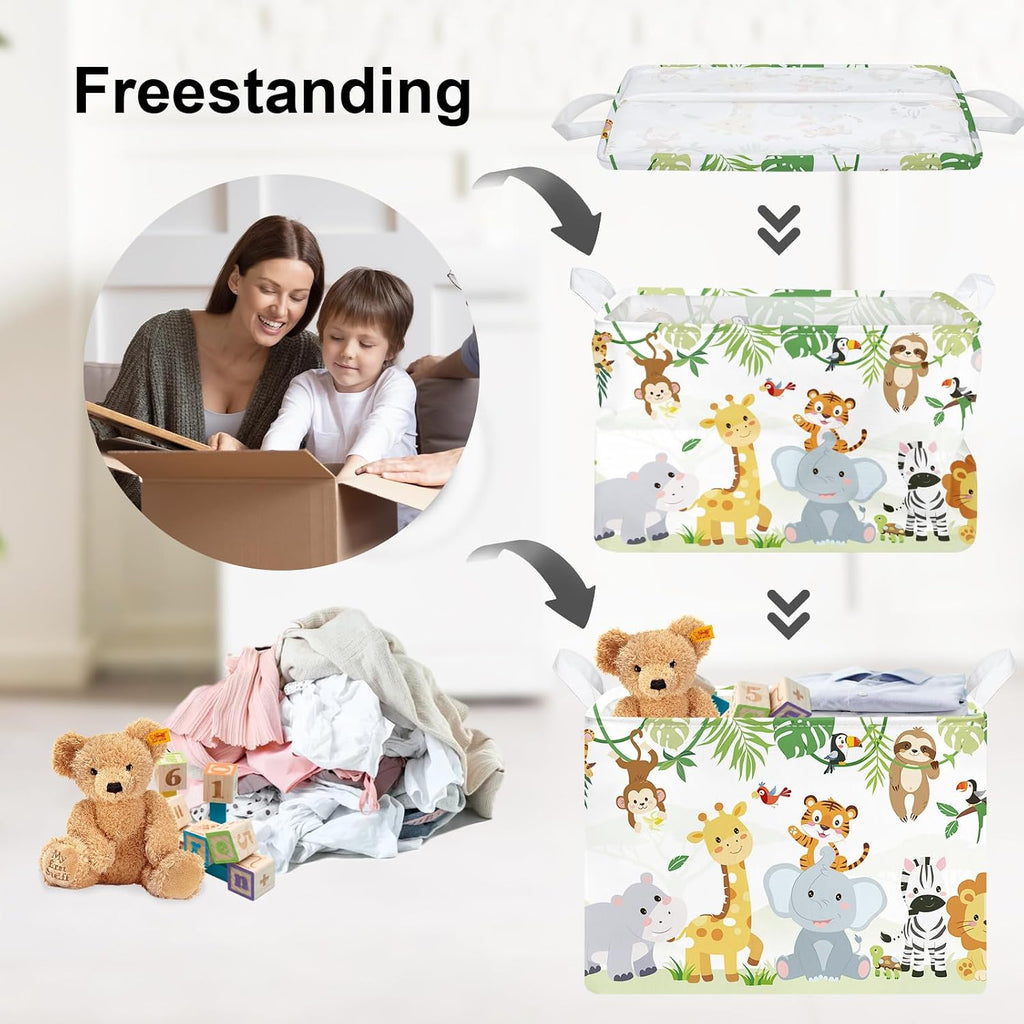 Clasty Animal Kid Storage Basket Foldable Laundry Hamper, 36L Tiger