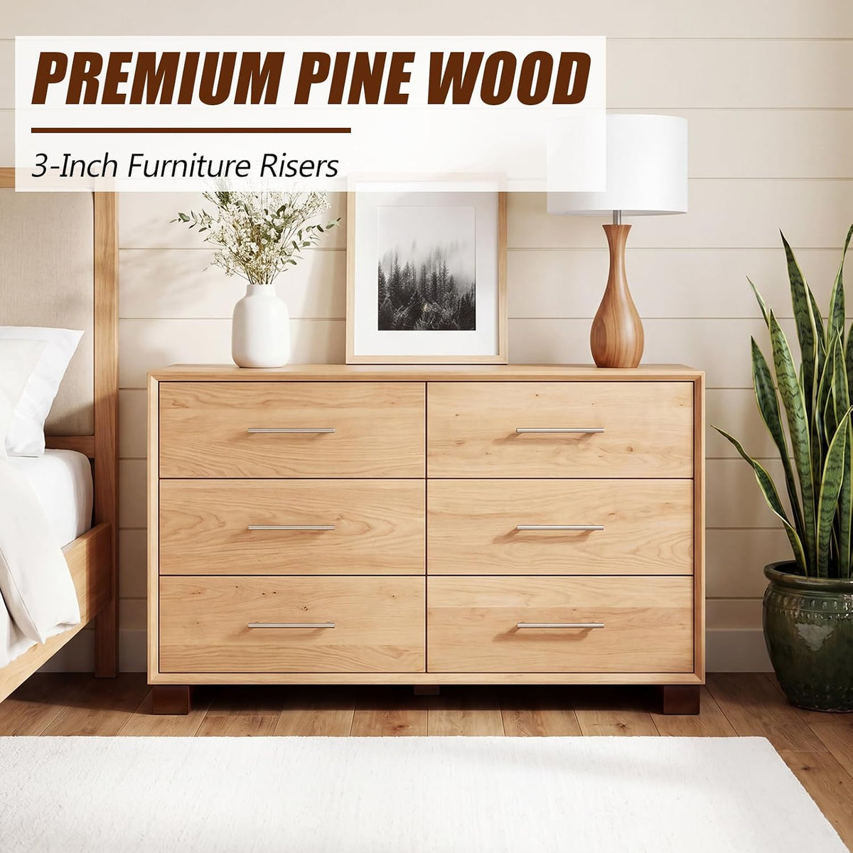 4 Pcs 3"Solid Wood Bed Furniture Riser Vintage Color Couch Lifter
