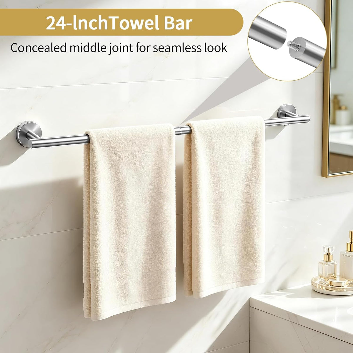 STWWO 5-Piece Brushed Nickel Bathroom Accessories Towel Racks for Bathroom