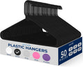 SereneLife 50 Pack Plastic Clothes Hangers | Organize Shirts, Dresses & Coats in Your Closet | Lightweight Non-Slip Recycled ABS, Heavy Duty, Ultra-Thin 0.24-Inch Profile, 5.5 Lbs Capacity | Black