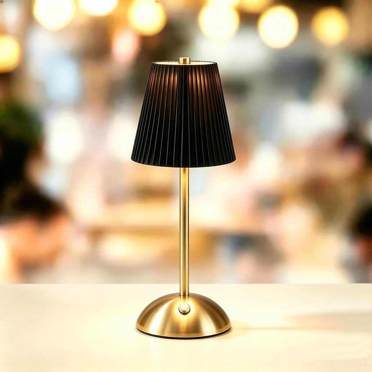Cordless LED Table Lamp with Dimmer, Built-in Rechargeable Battery, 3-Level Brightness, Patio Table Lamp, Bedside Night Lamp, Ambient Light for Restaurant, Antique Brass (Black)