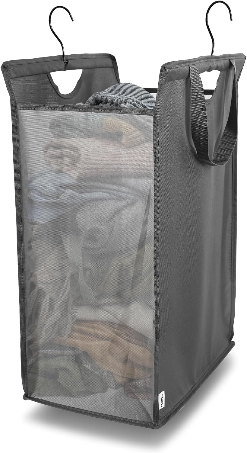ALCOVA Hanging Laundry Hamper with Handles, Heavy Duty, Grey
