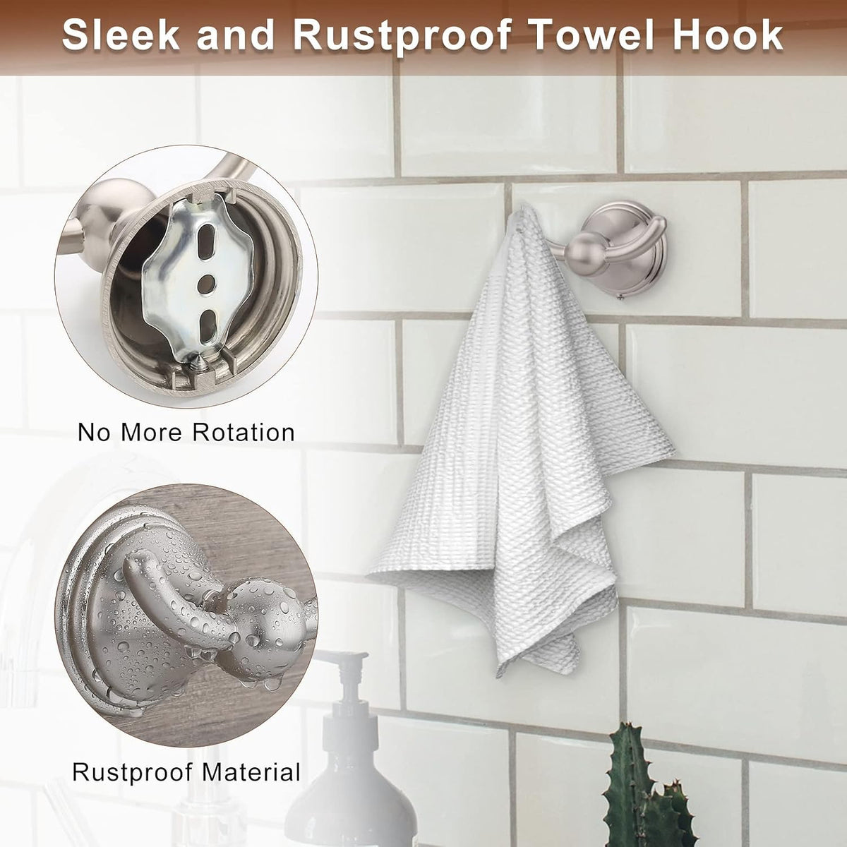 FILTA Brushed Nickel Bathroom Hardware Set - 4 Piece Towel Holder Set with 18 or 24 Inch Towel Bar