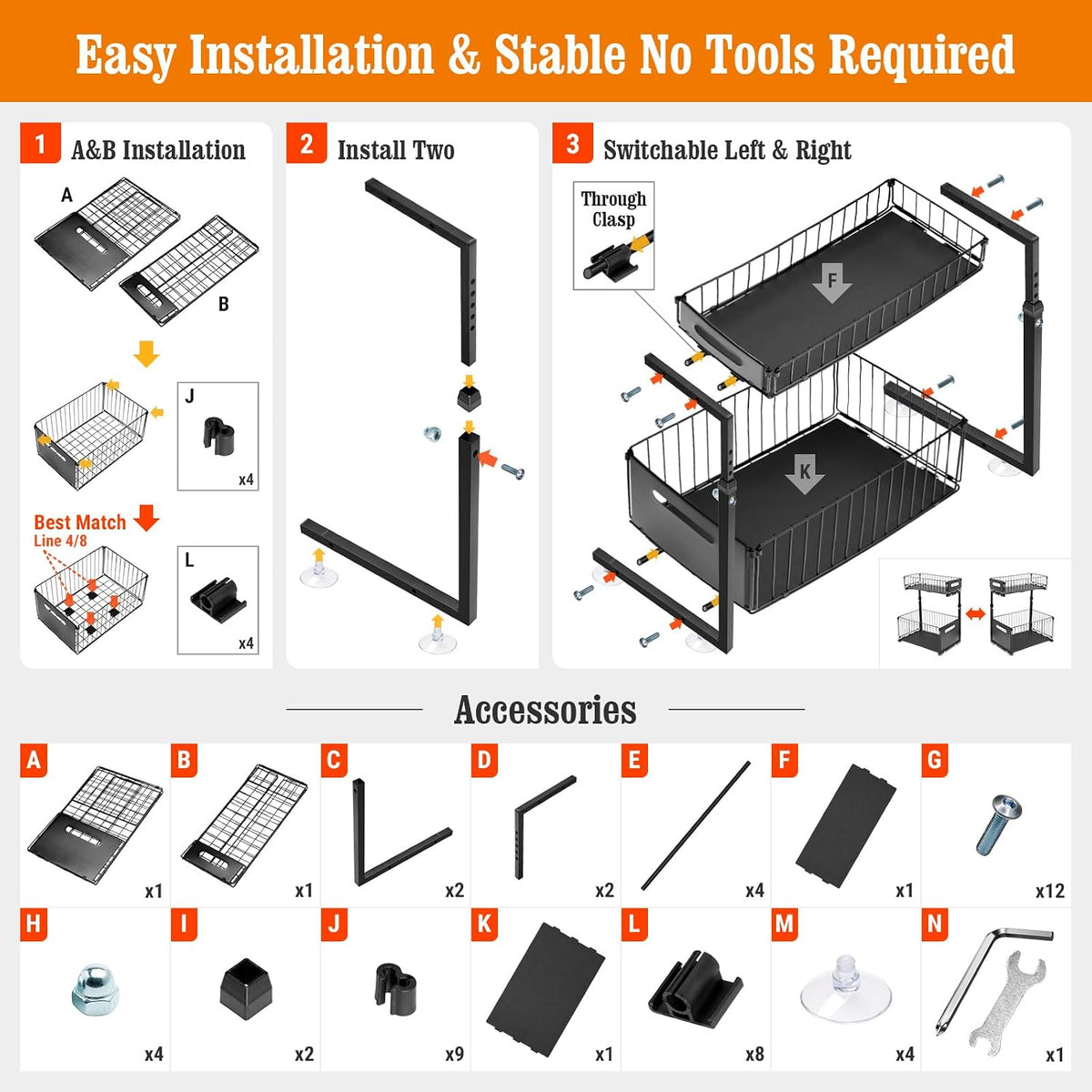 Under Sink Organizers and Storage, 2-Tier Pull Out Cabinet Organizer