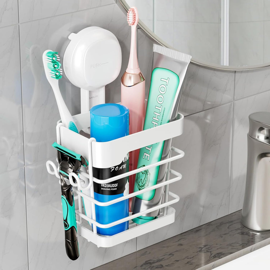 Upgraded Suction Cup Toothbrush Holder with Visible Safety Indicator, White