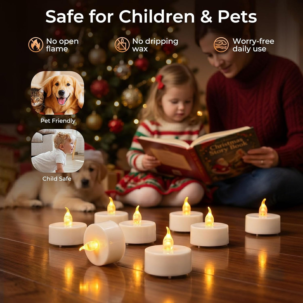 JOSU 24PCS Flameless Tea Lights Candles with Remote Timer, Led Battery Operated Electric Votive Candle for Wedding Centerpiece Table Decorations, Flickering Tealight Candles for Halloween Party Decor