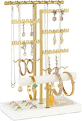 Poyilooo Earring Holder Jewelry Stand, 3 Tier Jewelry Organizer WhiteGold