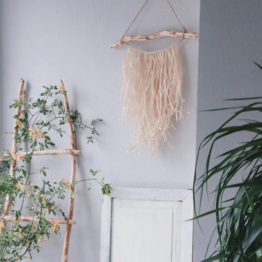 Qenk 2Pcs Driftwood Wall Decor, 15 Inch Branch Jewelry Organizer, 5 Hooks
