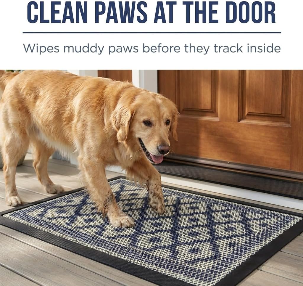Muddy Mat® Meshy Mat® Door Mat Heavy-Duty Quick-Dry Floor Mat, Sand & Dirt Trapper for Indoor & Outdoor, Ideal for Entrance, Mudrooms,Patios & Garages,Low-Profile,Non-Slip,Washable– Tile 16"x24"x0.4"