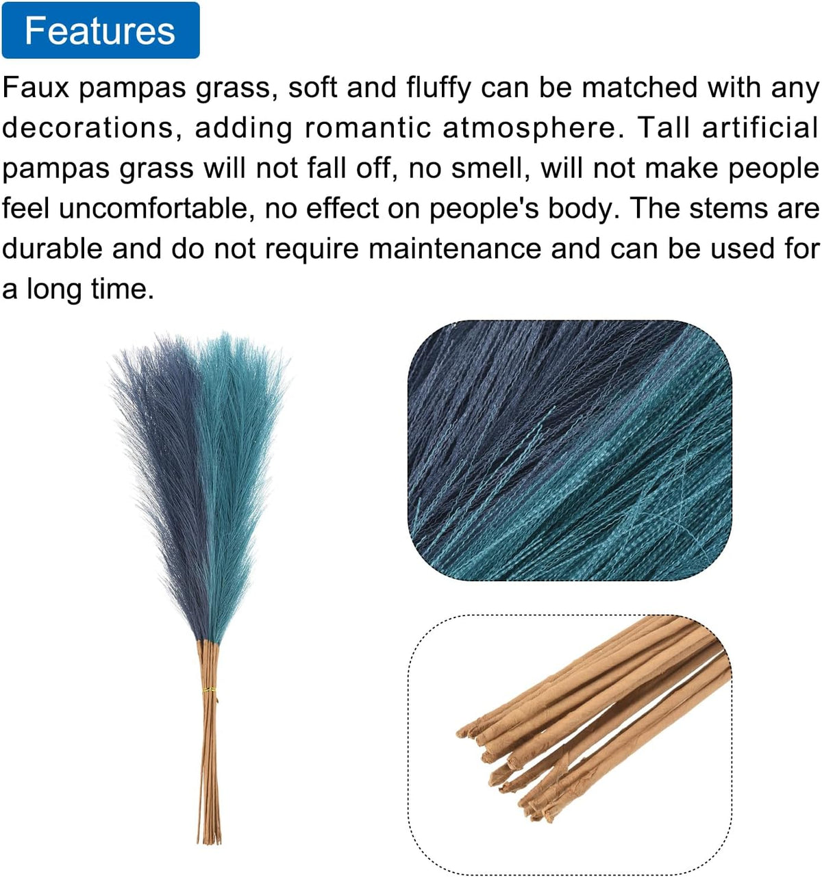 MECCANIXITY Faux Pampas Grass 21" Fake Pampas Grass Decor 20Pcs