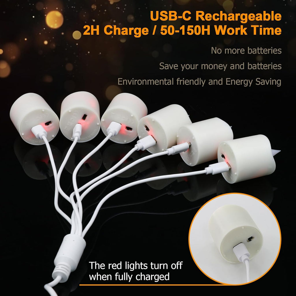 PChero Rechargeable Flameless Candles with Remote Timer, 12 Pack