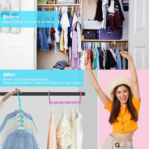 10 Pack Space Saving Hangers, Closet Organizer & Storage for Clothes, Multi