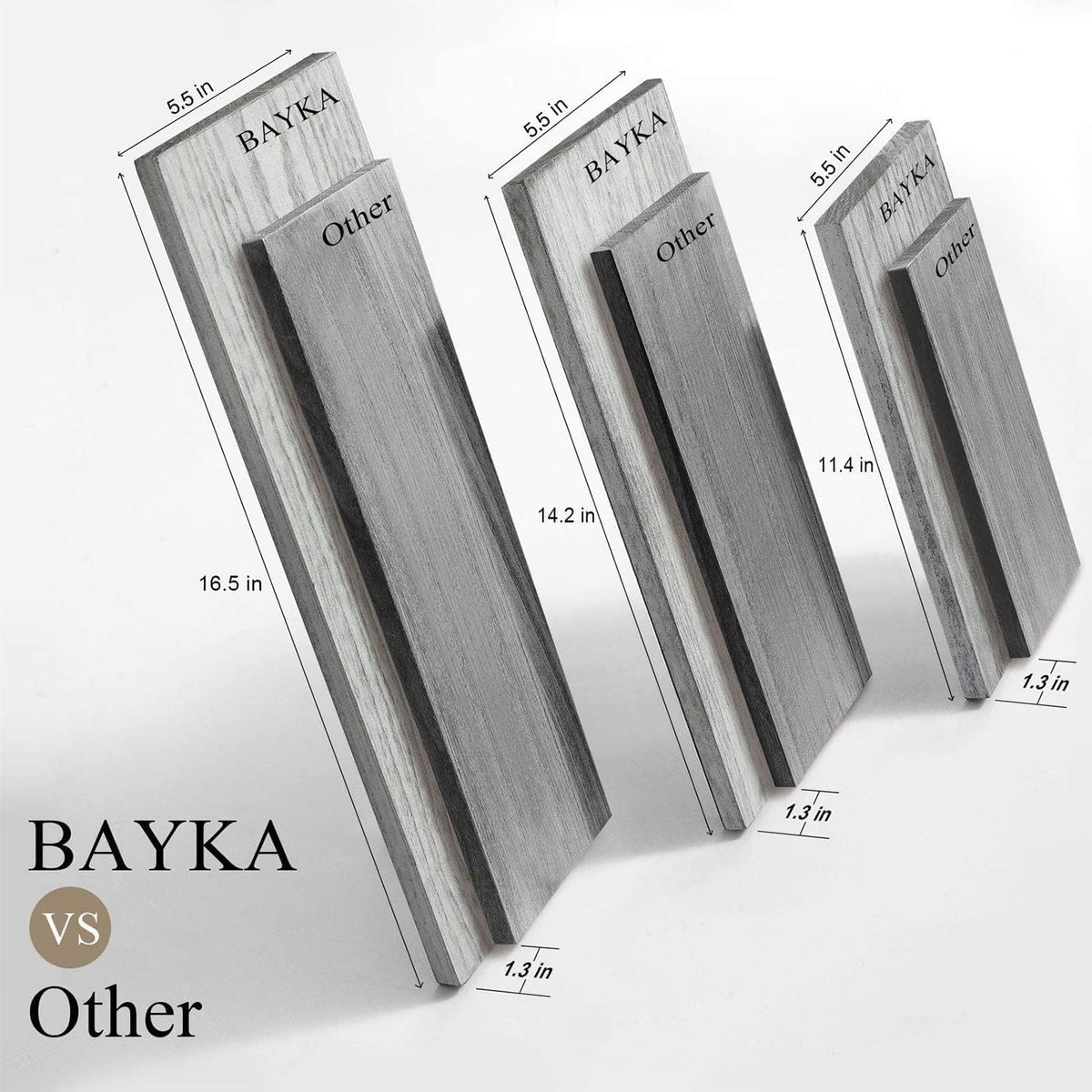 BAYKA Wall Mounted Floating Shelves (Gray and White, Set of 3, 16" Mixed)