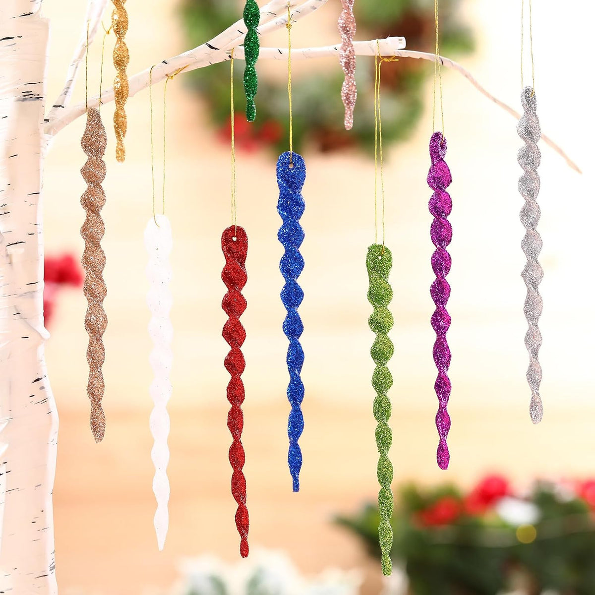 Boao 30 Pcs Christmas Plastic Icicle, Multicolor, 5.12 Inch