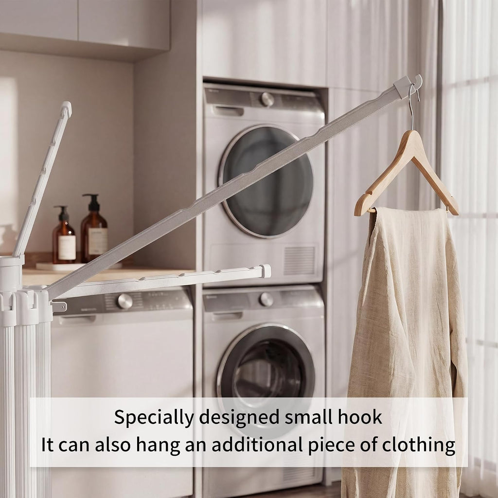 RFOUO Foldable Clothes Drying Rack with Aluminum 4Legs 16Rods Single Layer