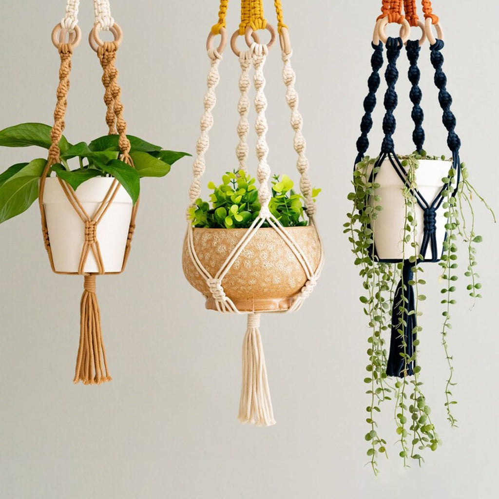 Macrame Plant Hangers Indoor, 3 Pack Ceiling Flower Pot Holder Macrame Plant Pots, Decorative Boho Plant Holders Set Macrame Hanging Planters（Does not Include Flower pots or Green Plants）