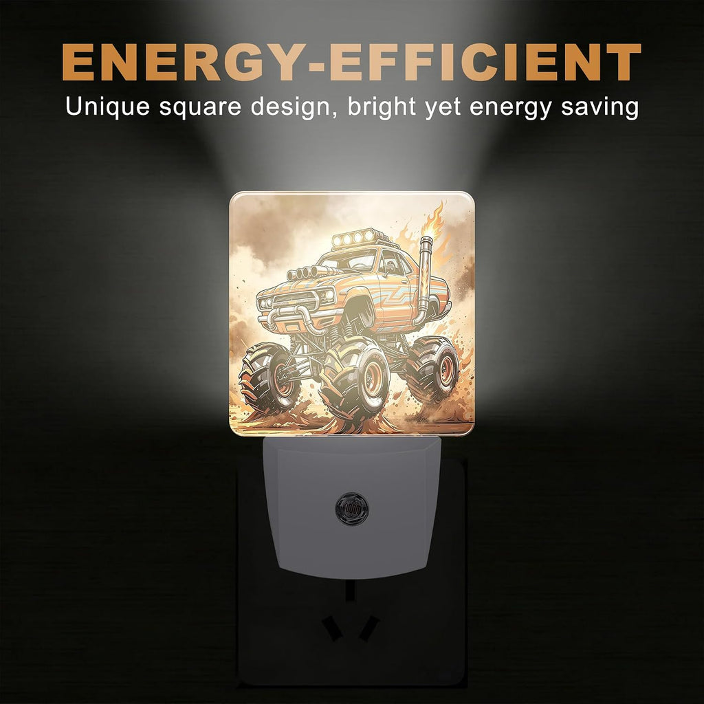 Night Light Off Road Trucks Night Lights Plug into Wall with Dusk to Dawn Smart Sensor for Bedroom Bathroom Hallway Kitchen, Warm Nightlights for Boys Girls Women Men