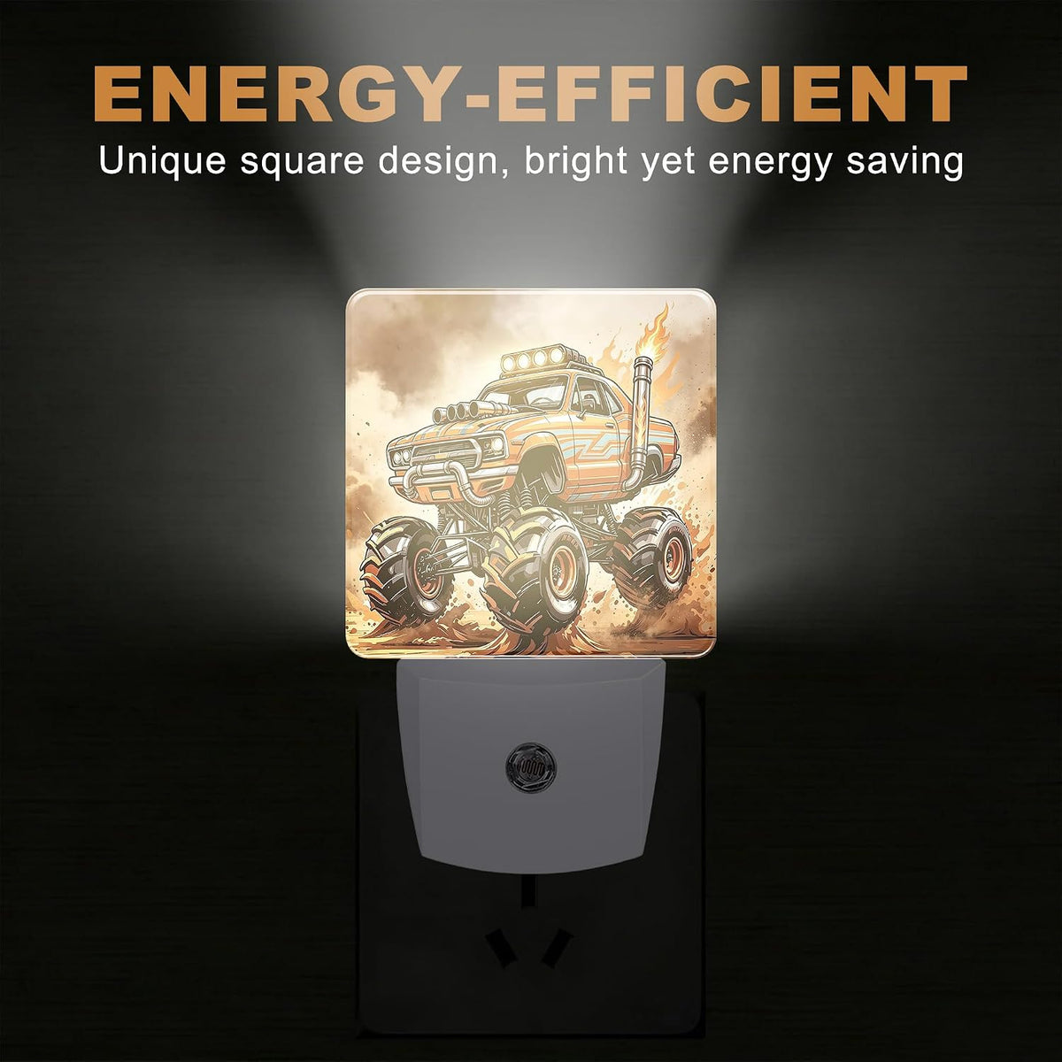 Night Light Off Road Trucks Night Lights Plug into Wall with Dusk to Dawn Smart Sensor for Bedroom Bathroom Hallway Kitchen, Warm Nightlights for Boys Girls Women Men