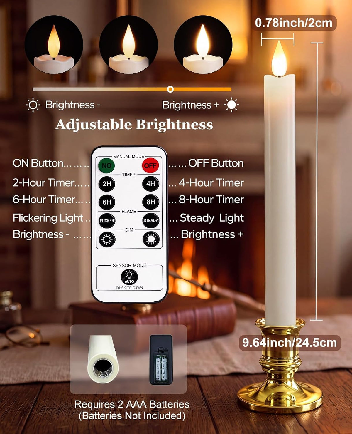 10 Pack Window Candles Battery Operated with Sensor Dusk to Dawn & Remote