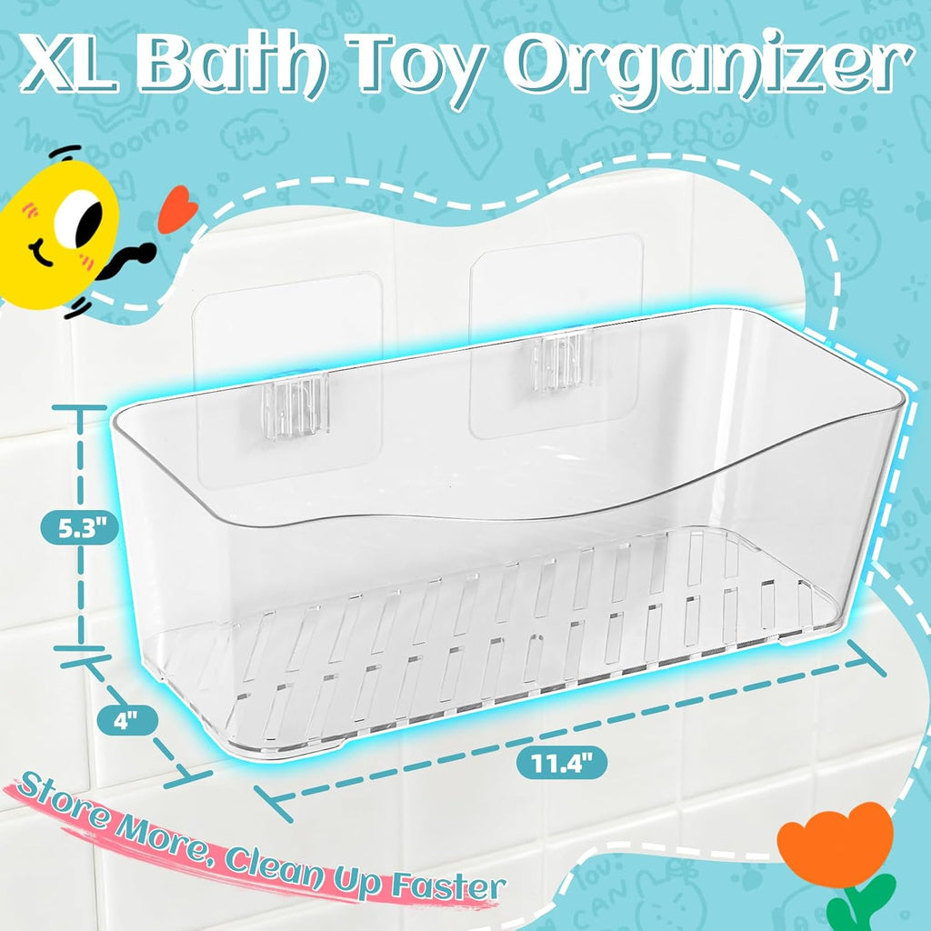 MIUKAA 2 Pack Bath Toy Storage Holder, Clear Bath Toy Organizer (2 US Gal)