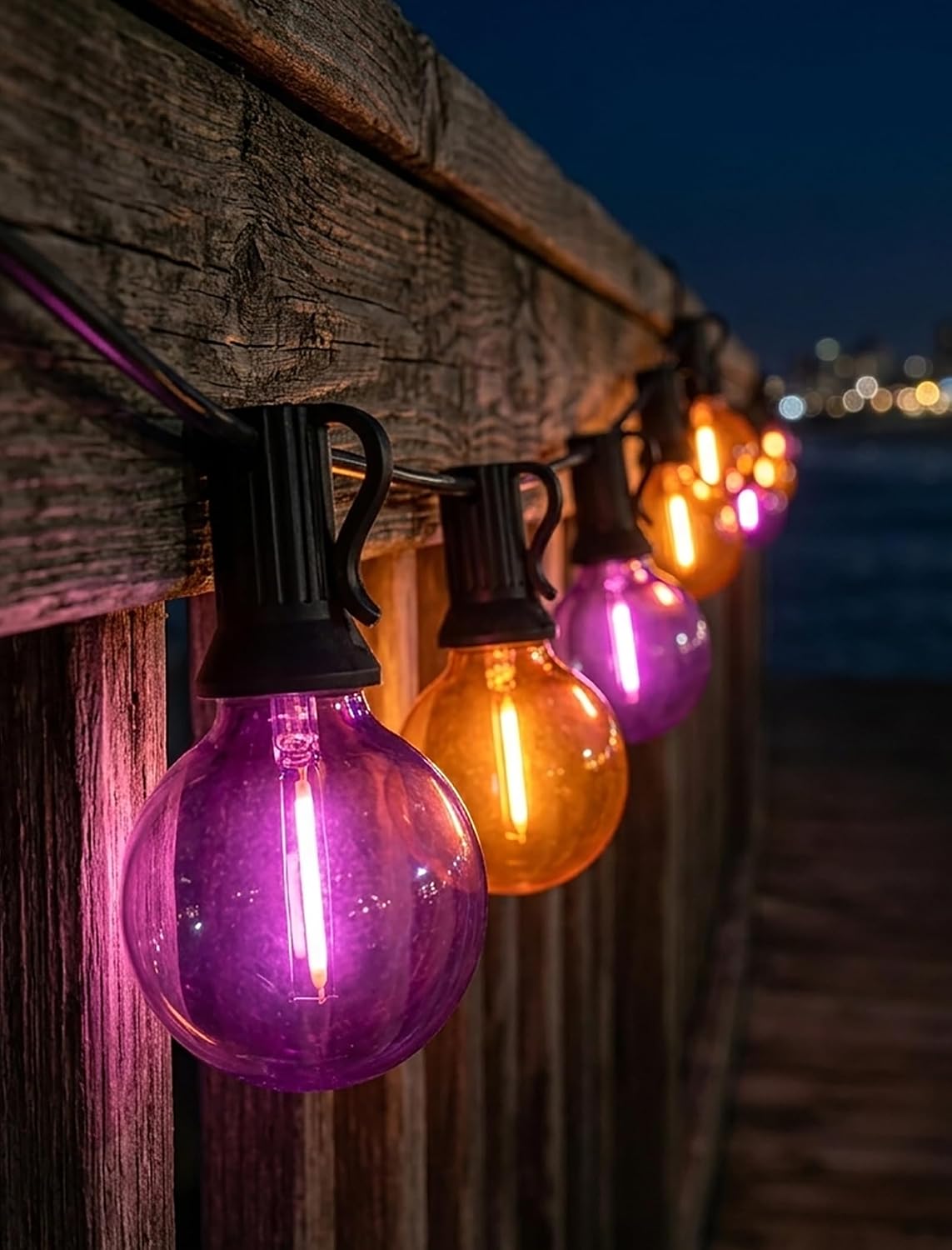25Ft LED Orange Purple String Lights, Outdoor Halloween Lights