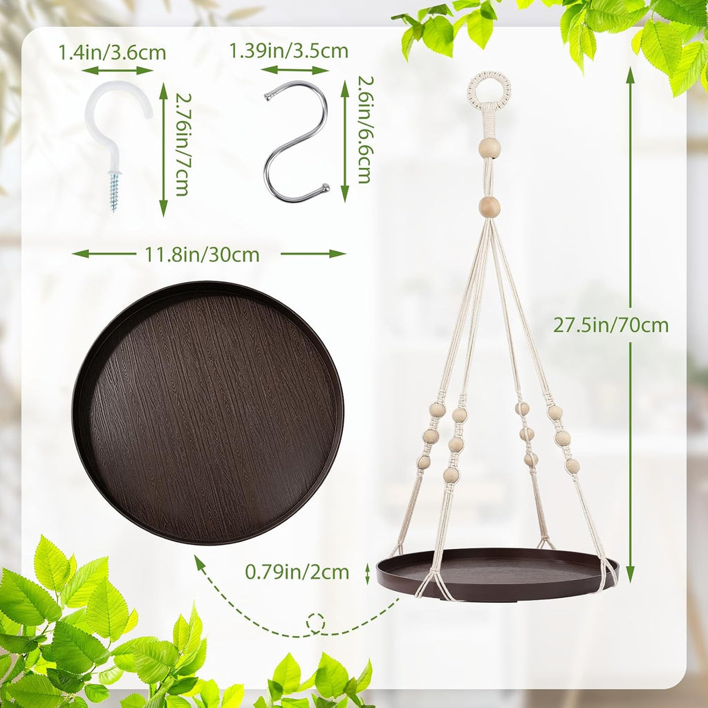 GREANER Indoor Plant Hanger, Hanging Plant Shelf with Durable Tray
