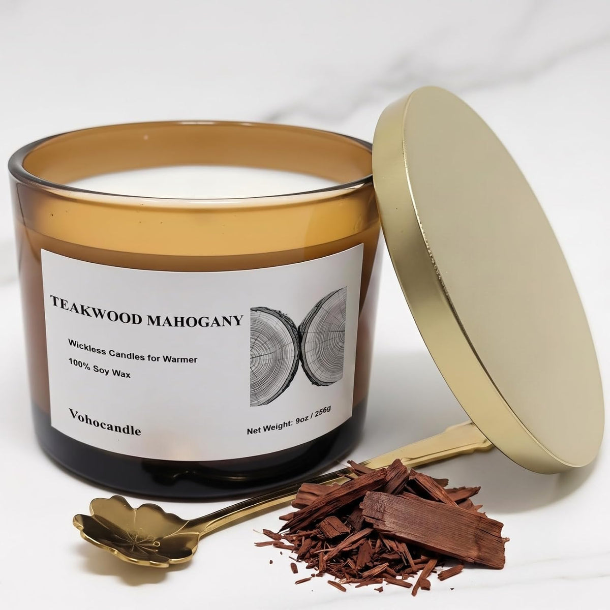 VOHO Teakwood Mahogany Wickless Candles for Candle Warmer Lamp, 9oz Candle