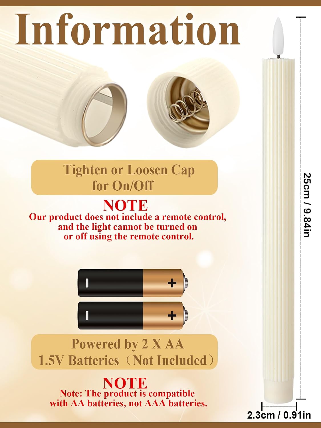 30 Pcs 10 Inch Flameless Taper Candles LED Candles Bulk,Elegant Style,Ivory